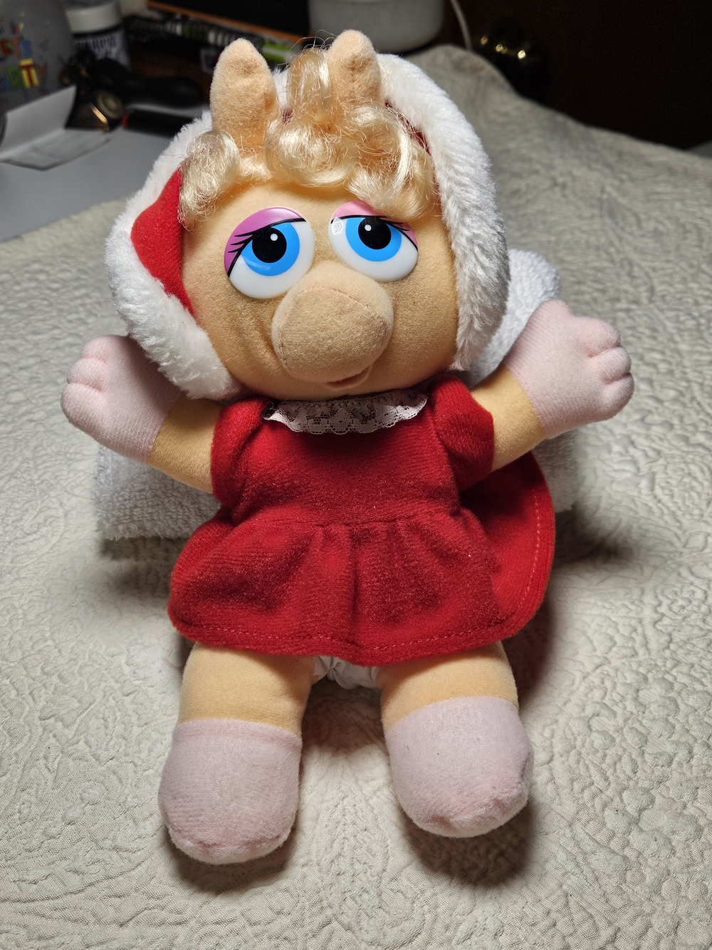 Holiday Plush Miss Piggy in Red Dress with Hood